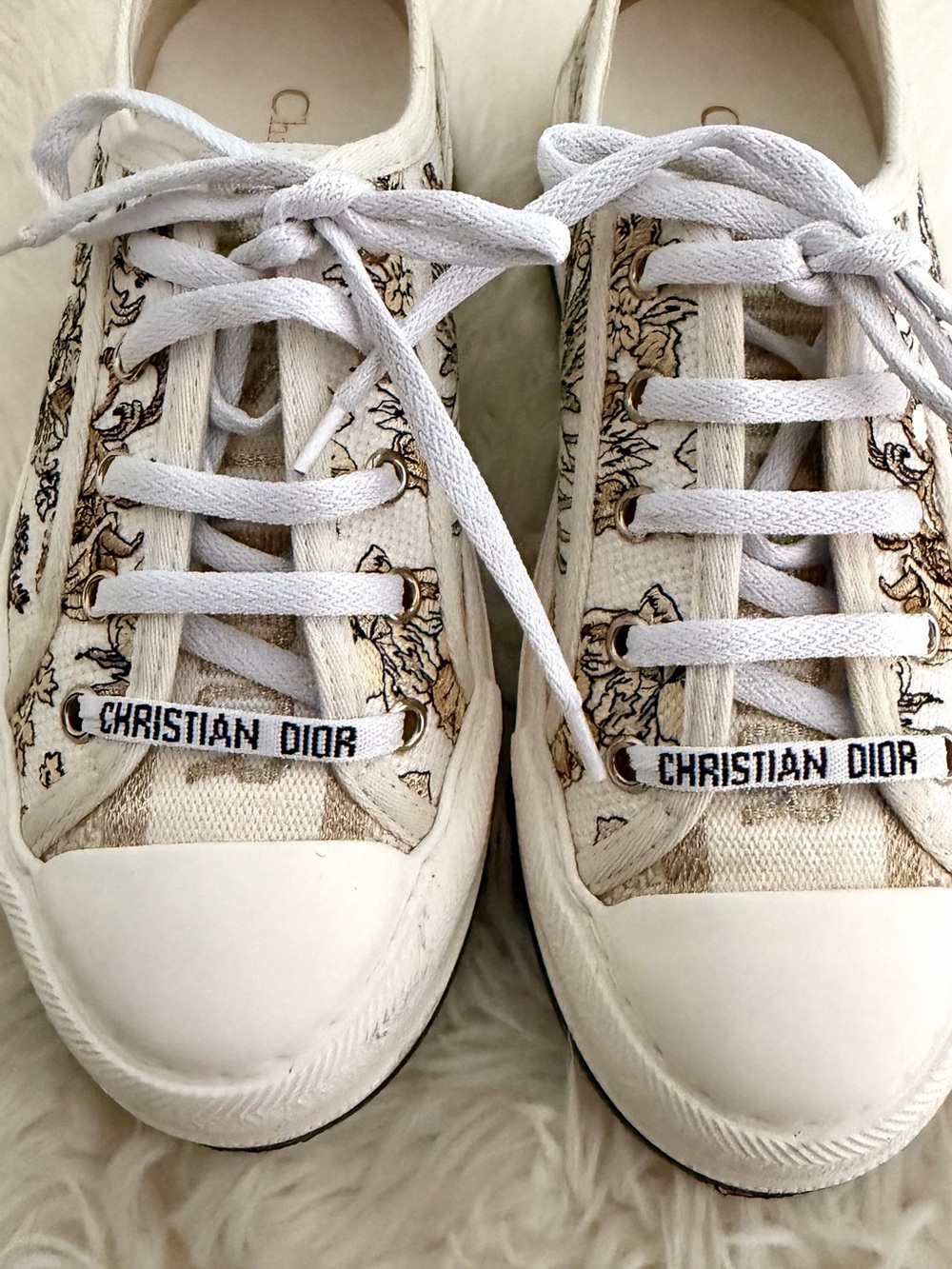 Dior Walk n’ Diors-Worn once! Fabulous condition.Beautiful gold embroidery. 35.5